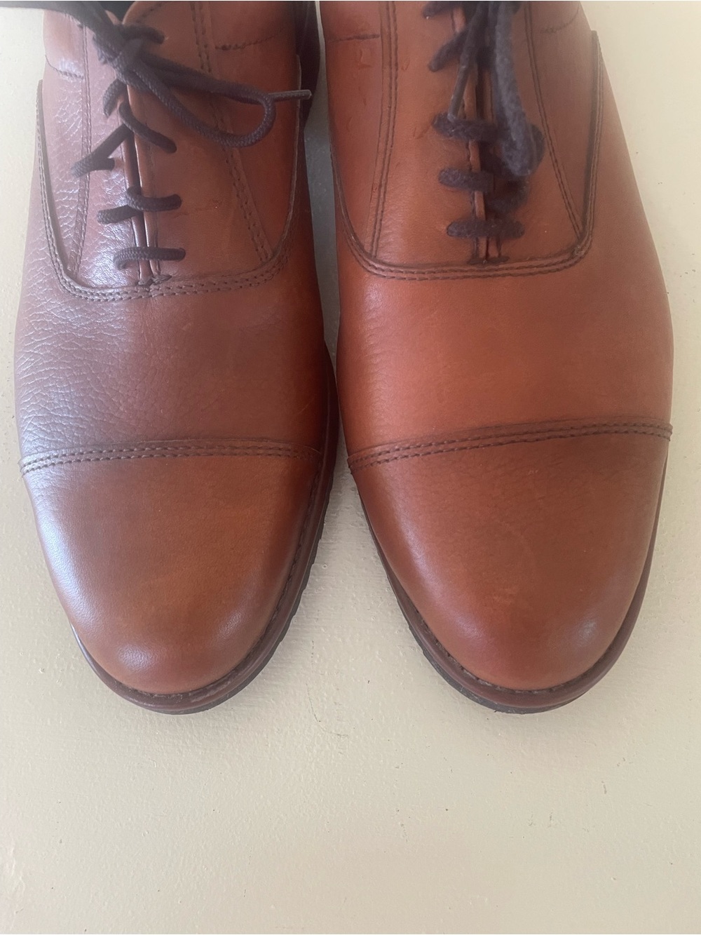 Dexter Brown Leather Oxford Shoes lace Up Rubber Soles Waterproof 12M USA Vtg